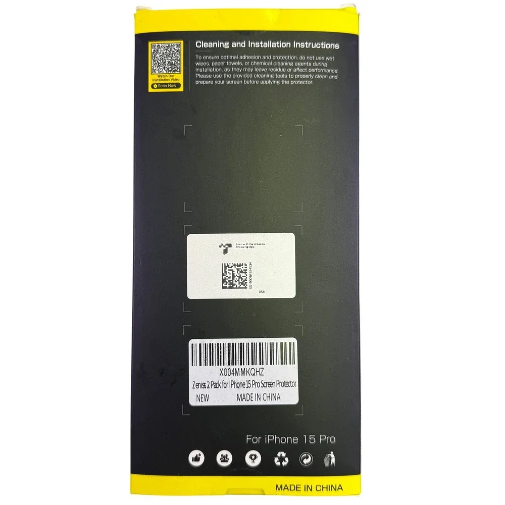 Zeniss 2 Pack‎ Screen Protector for iPhone 15 Pro Tempered Glass Full Coverage